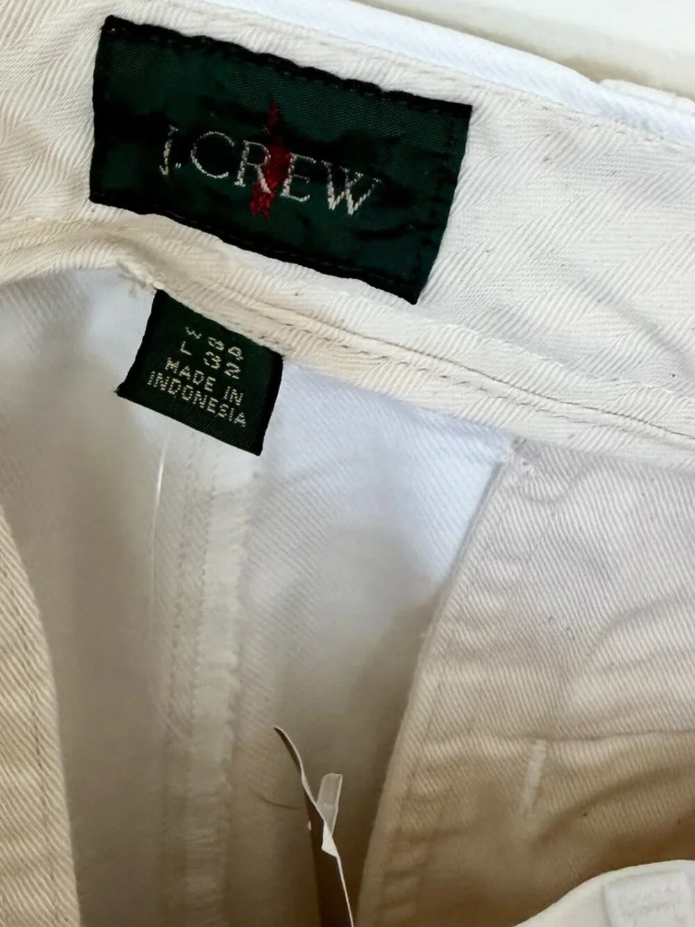 NWT J.Crew White Classic Chino Pant - Size: 34x32